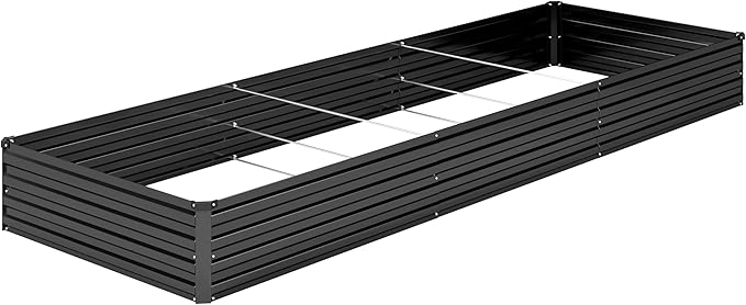 12x4x1FT Galvanized Raised Garden Bed Kit,Vegetable Boxes-Rectangle Metal Flower Box,Large Planter Raised Beds Outdoor Garden for Planting,Fruit,Herb-Black