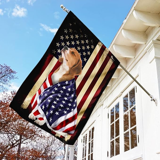 FLAGWIX Beagle Flag - Outdoor Beagle Decorations, 29.5" x 39.5" House Flag For Porch, Patio, Wall Decor, Heavy-duty Canvas American with Beagle Garden Home Décor Double Sided