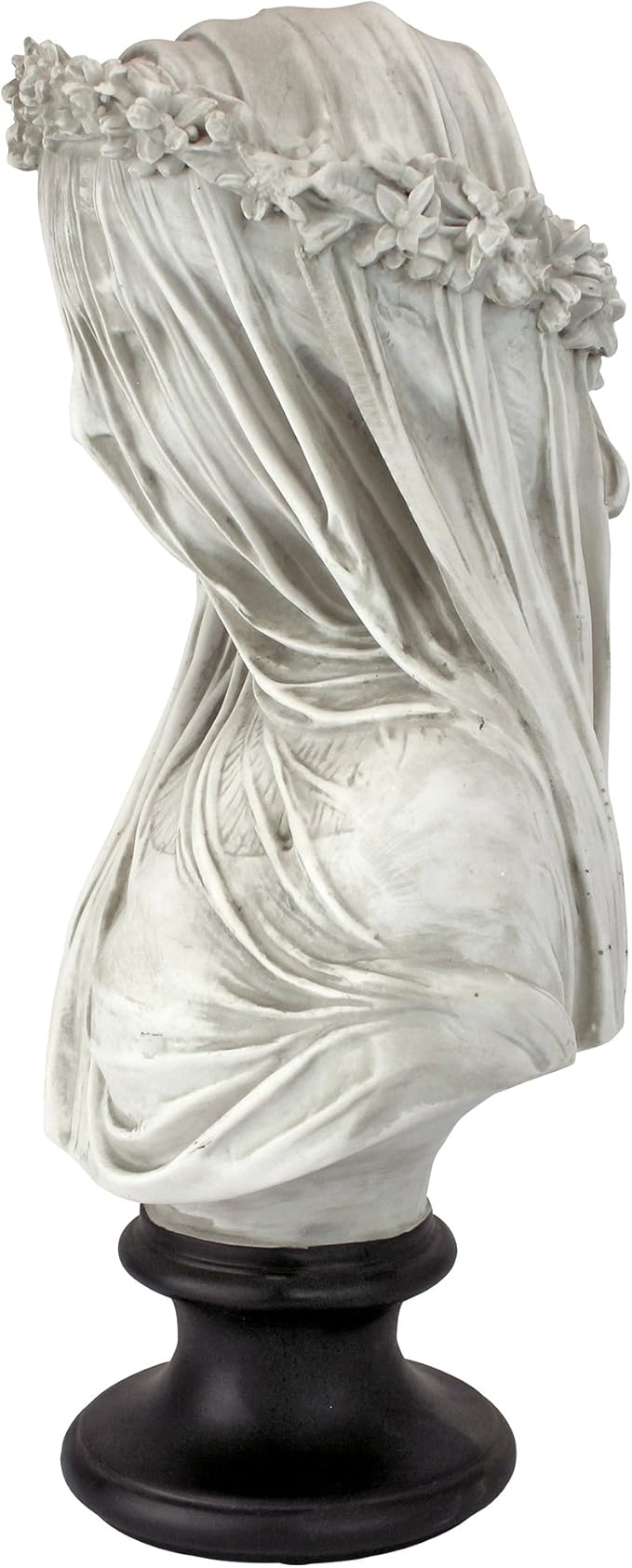 Design Toscano Veiled Maiden Indoor Bust Statue, 9 Inch Wide, 14 Inch Tall, Cast Stone Resin, Antiqued White Finish with a Black Painted Base