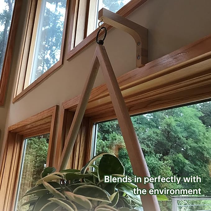 Jantens 2 Pack Hanging Plant Hook, Plant Hangers Indoor, Wooden Hanging Basket Hooks for Indoor Flower Baskets Pot Wind Chime Lanterns Planter