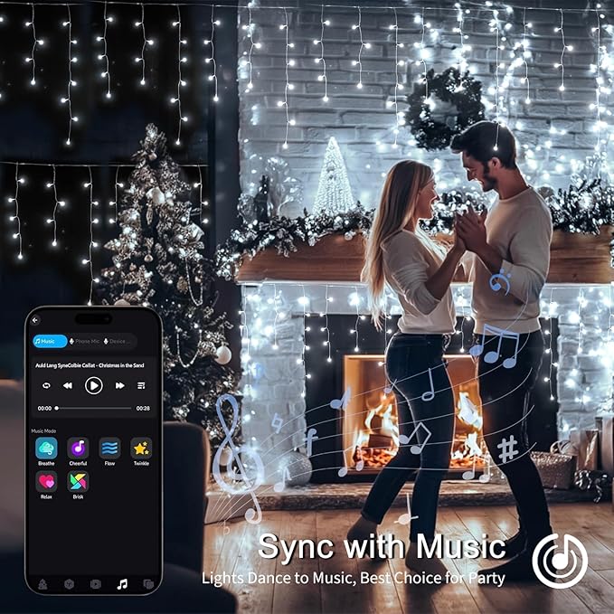 JMEXSUSS 400 LED RGB Icicle Lights for Outside, Icicle String Lights Indoor Outdoor, Color Changing Icicle Lights Plug in for Christmas Decorations