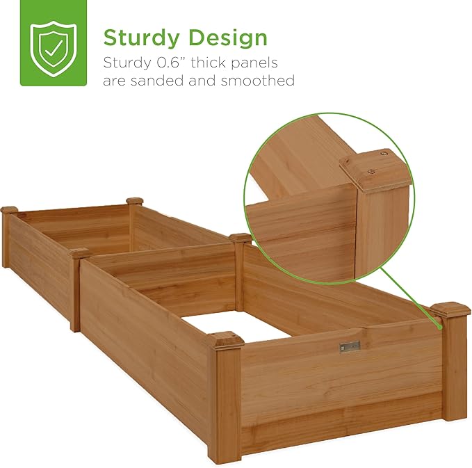 Best Choice Products 8x2ft Outdoor Wooden Raised Garden Bed Planter for Vegetables, Grass, Lawn, Yard - Acorn Brown