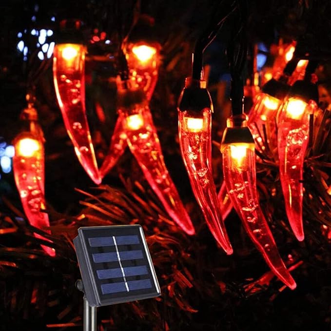 Solar Red Chili String Lights, 30 LED Chili Shape Fairy String Lights Solar Operated String Lights for Wedding, Chinese New Year,Spring Festival,Party Decoration,Christmas