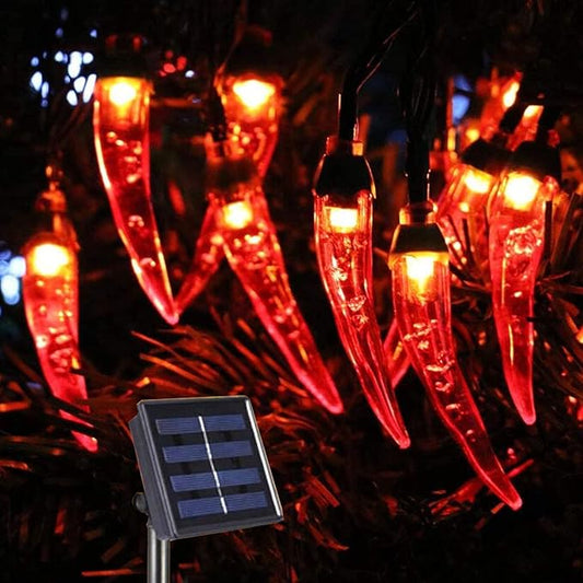 Solar Red Chili String Lights, 30 LED Chili Shape Fairy String Lights Solar Operated String Lights for Wedding, Chinese New Year,Spring Festival,Party Decoration,Christmas