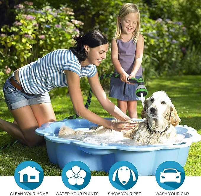 Non-Expanding Garden Hose 100Ft, Flexible Kink Free Water Hose with 10 Watering Spray Nozzle, Lightweight Hose Pipe, Leak-Proof, Durable, 3/4" Metal Alloy Connector, Portable Storage Strap