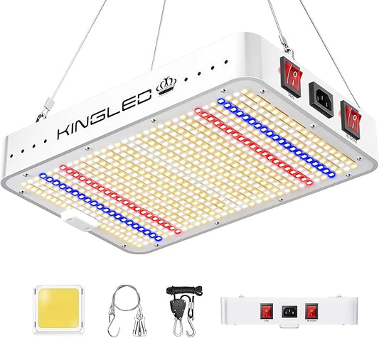 KingLED 2025 KP1000 LED Grow Lights with Yield LEDs 2x2ft Coverage Full Spectrum Grow Lights for Indoor Hydroponic Plants Greenhouse Growing Lamps Veg Bloom Daul Mode