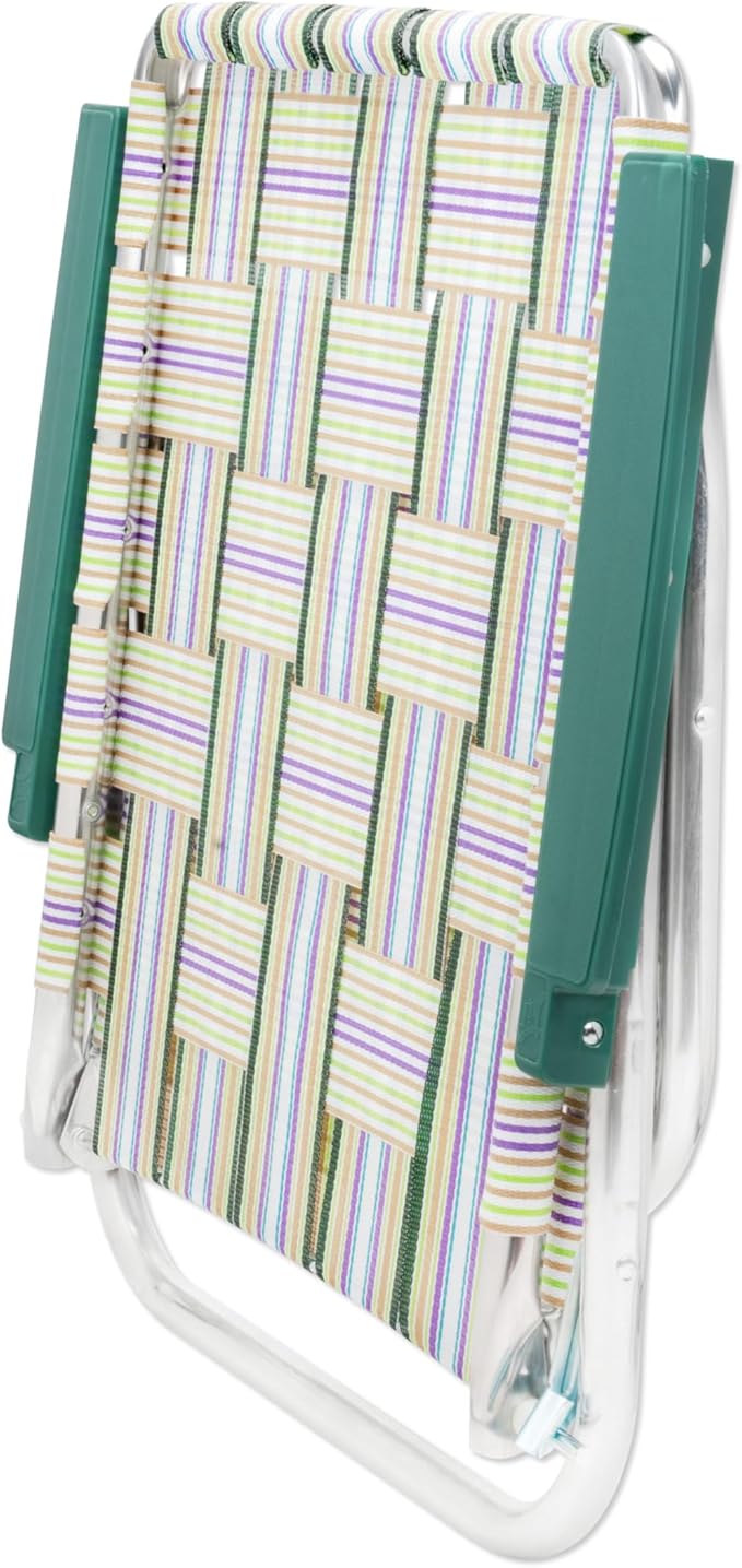 Lawn Chair USA Folding Aluminum Outdoor Patio Lawn Chair | Heavy-Duty Webbed Chairs for Camping, Sports, Beach, Yard & Tailgating | Lightweight Portable | High Back Beach Chair - Spring Fling