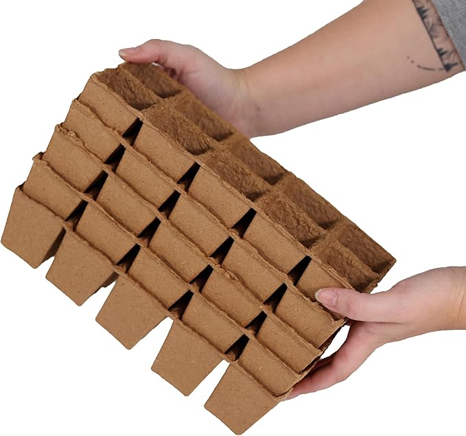 Daniel's Plants 2" Naked Pots | Natural Plantable Seed Starter Trays | OMRI-Listed Biodegradable Tray For Seedlings | Enhanced Drainage & Aeration | Earth Friendly - Peat Free | 100 Pack 2 Inch Square