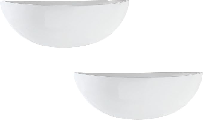 MyGift White Ceramic Wall Planters for Indoor Plants, Half Bowl Hanging Vase, Wall Mounted Succulent Planters, Set of 2