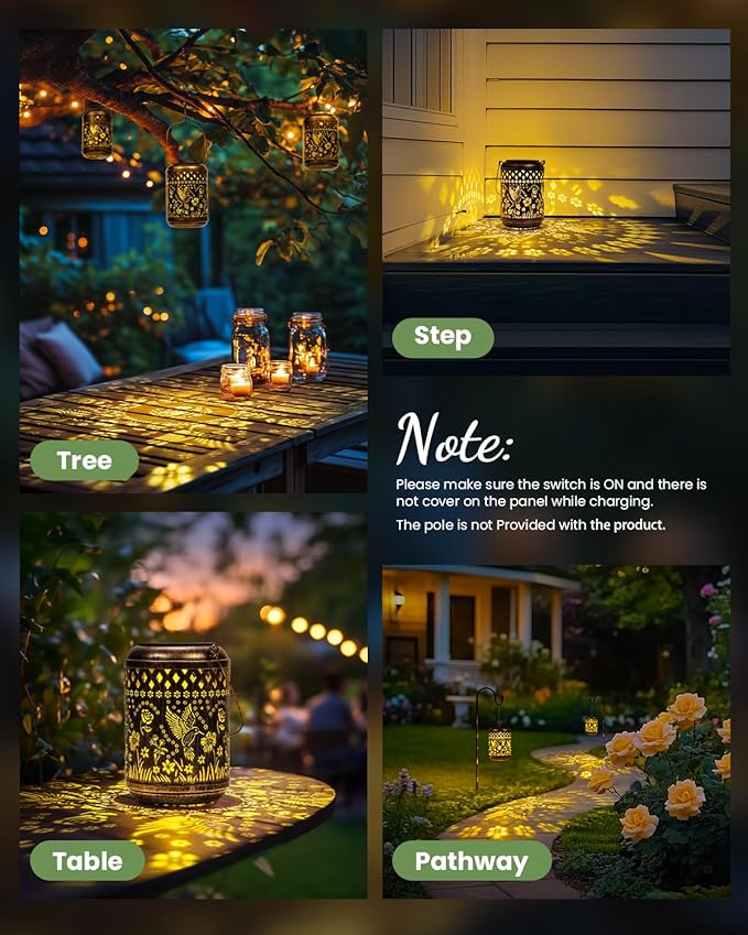 Solar Lanterns Outdoor Hanging Waterproof,Hummingbird Garden Decor Gifts for Women Mom, Solar Lights Metal Fall Decoration Outside for Yard, Patio,Garden,Backyard,Porch