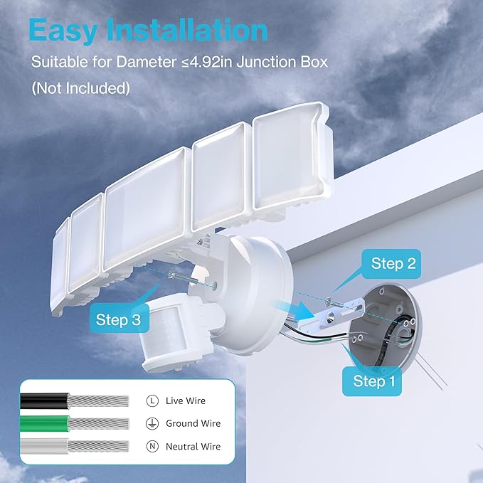 Olafus 100W Motion Sensor Outdoor Lights, 10000LM 2 Pack Motion Sensor Flood Light, Dusk to Dawn Outdoor Lighting, IP65 Waterproof Motion Detector Lights for Outside, White