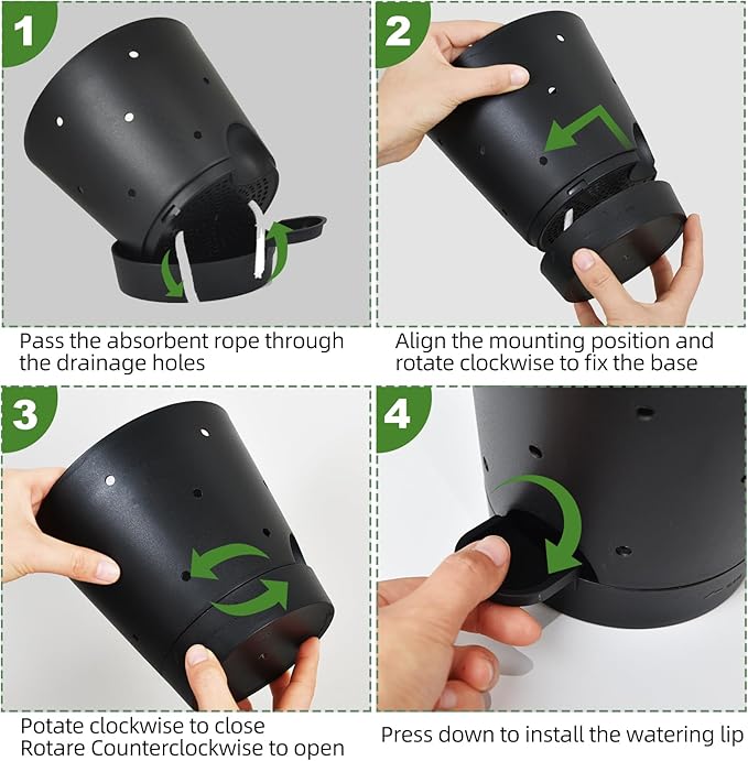 Orchid Pots with Holes, 6 Inch Self Watering Orchid Pot 2 Pack Plastic Plant Pots for Orchid, Flower (Black)