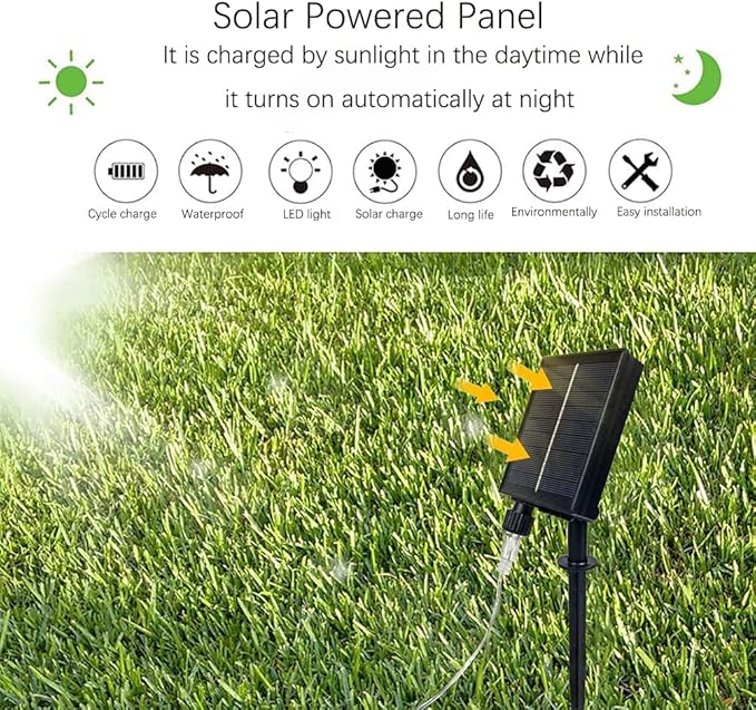 220 LED Solar Firefly Bunch Lights, 8 Flashing Modes, Fairy Copper Wire Waterproof String Lights, Decorative Vine Solar Watering Can Lights, Outdoor Garden Christmas Decor Lights (Warm White)