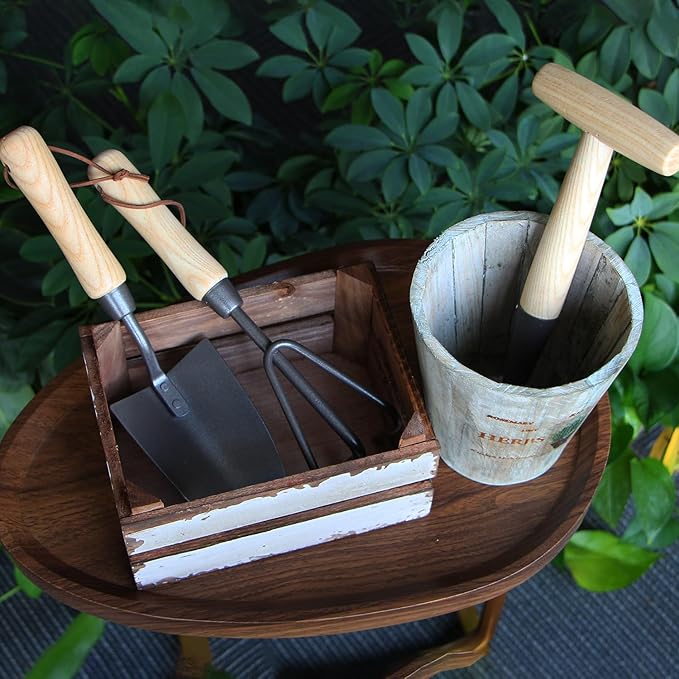 Japanese Gardening Tools Set, 3 Pcs Garden Tools Set, Nickel Plated Stainless Steel Heavy Duty Gardening Tools Kit, Hand Trowel, Dibble and Hand Rake