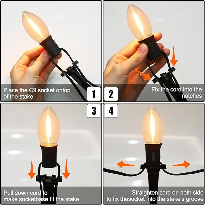 C9 Christmas Pathway Light, Outdoor Christmas Pathway Markers Lights with 27 C9 LED Clear Bulbs, Waterproof Connectable Walkway Lights for Outdoor Yard Holiday Sidewalk Driveway Christmas Decorations