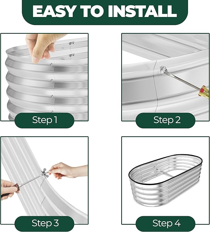 Utopia Home Galvanized Raised Garden Bed, 4 by 2 feet Lightweight Planter Boxes Outdoor with Easy Assembly, Large Garden Bed for Vegetables, Fruits, Flowers, Silver, Pack of 2