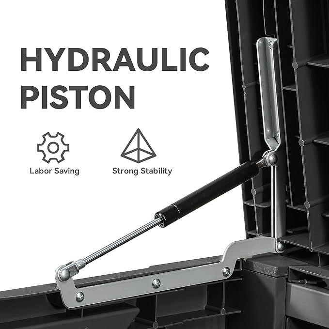 YITAHOME 120 Gallon Outdoor Storage Deck Box, Large Resin Patio Storage for Outdoor Pillows, Garden Tools and Pool Supplies, Waterproof, Lockable, (Dark Grey)