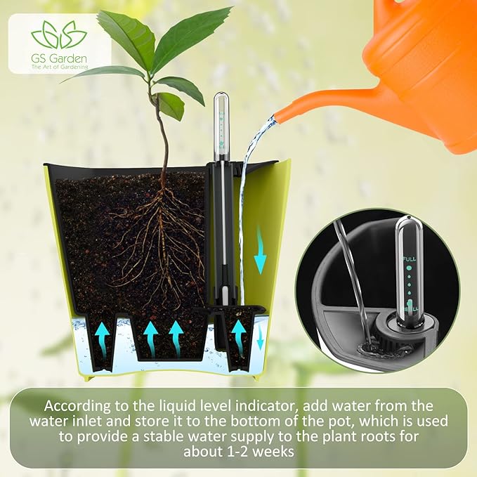 Self Watering Planters for Indoor Plants 7 inch Flower Pot with Water Level Indicator Lemon Green 3 Pack African Violet Self Watering Pots for All Orchid Agave