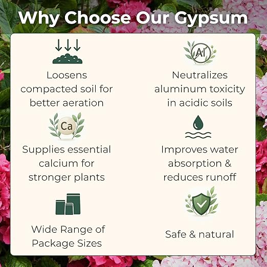 Gypsum for Soil - Calcium for Plants - Gypsum Fertilizer for Gardening, Lawn & Vegetables - Calcium for Garden (5 qts. - 10 lbs.)