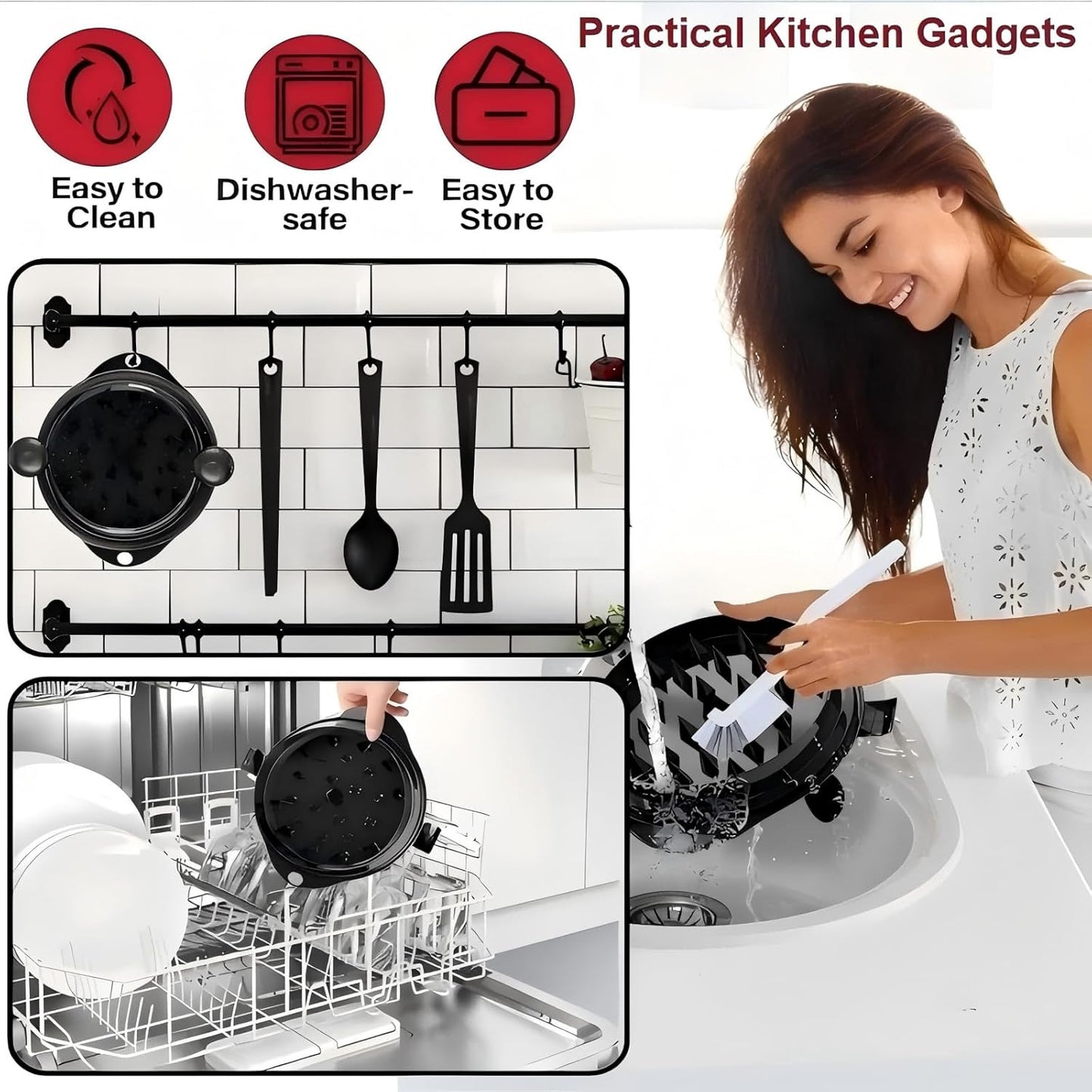 Chicken Shredder Meat Shredder Tool Twist Chicken Breast Shredder Large-Shredding Tools Chicken Breast, Pulled Pork, Beef with Stainless Steel Spikes (Black&Black)