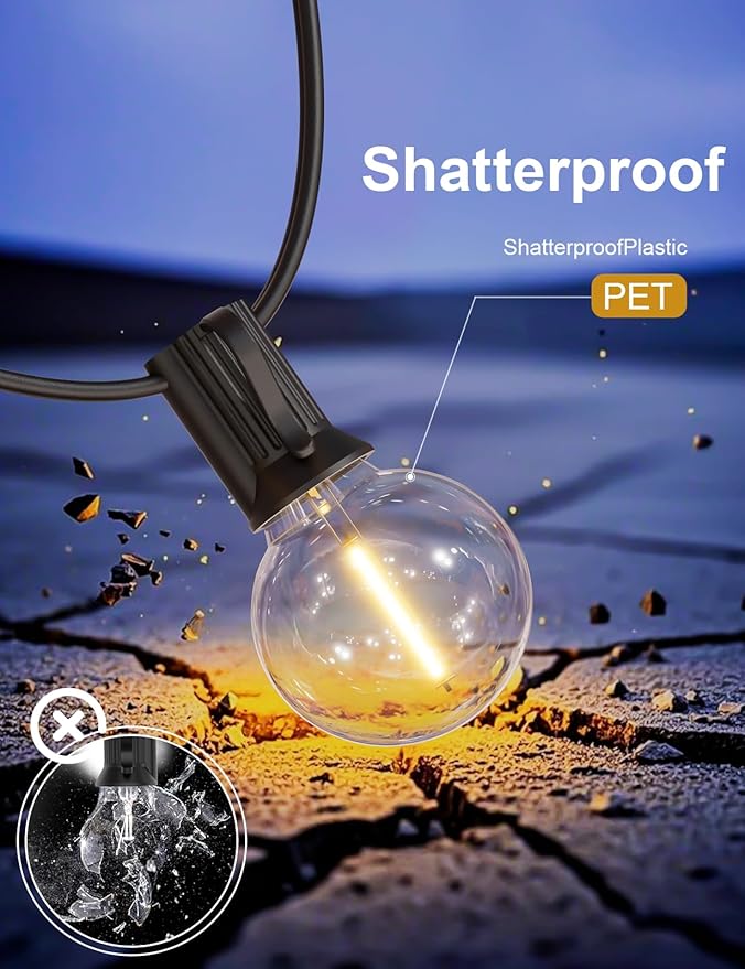 RTTY Outdoor String Lights 150 FT Globe LED Patio Lights with G40 Plastic Bulbs,Waterproof Shatterproof Dimmable Connectable Hanging for Backyard Porch Balcony Party Cafe Deck Decor