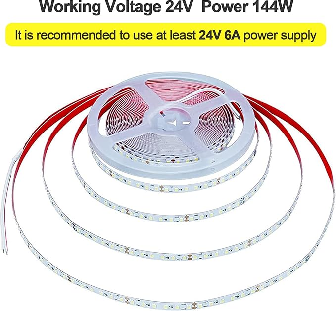 24V 65.6ft/20m LED Strip Light Warm White 3000K 2400LEDs High Brightness 12000LM SMD2835 Flexible No-Waterproof IP20 LED Tape for Kitchen Backyard Hallways Stairs Decoration(No Power Supply)