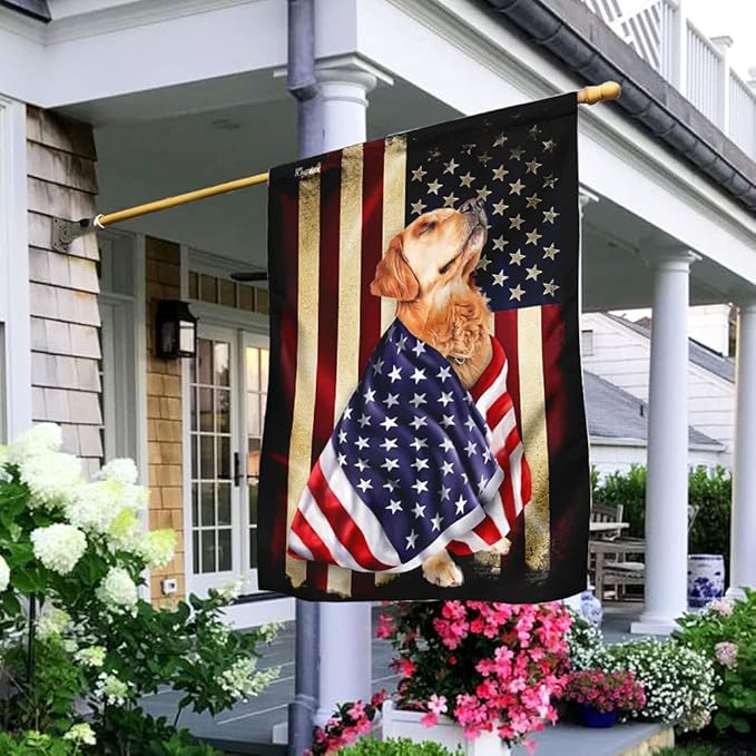FLAGWIX Golden Retriever Flag, Outdoor Golden Retriever Decoration - 4th of July Decorations for Home, Wall, House Flag 30x40 - Heavy-duty Canvas Dog Lover, Garden Home Decor Golden Retriever Patriot