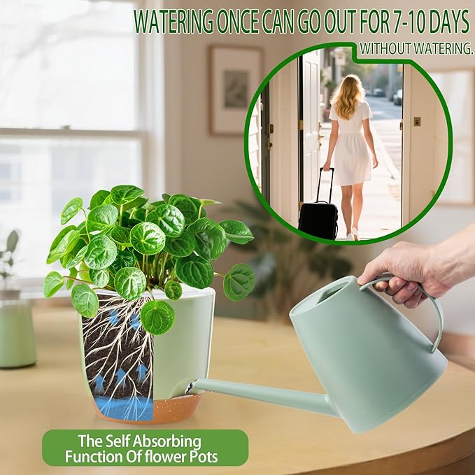 7.2 Inch Self Watering Orchid Pots for Indoor Plants,Macetas para Orqudeas,Flower Pots for Indoor Plants with Holes(Green)