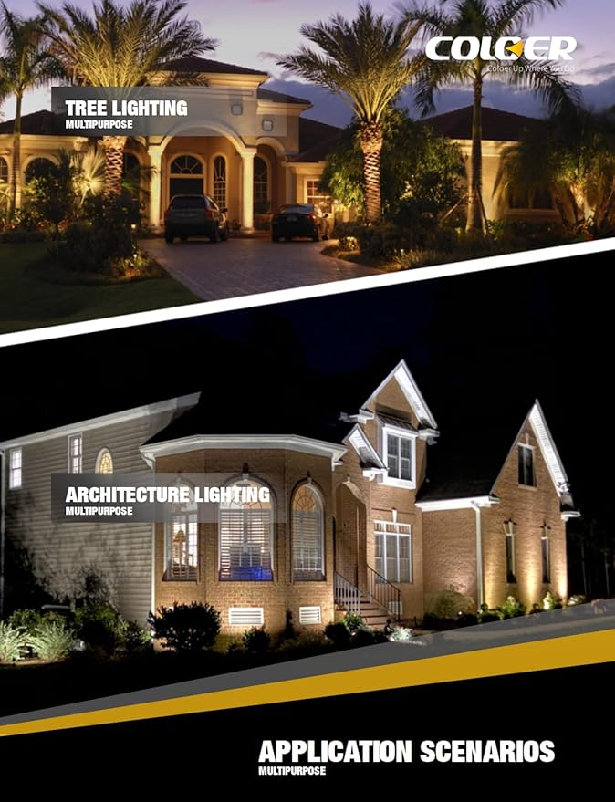 COLOER Die-cast Brass Landscape SpotLights Outdoor, 12V AC/DC Low Voltage Adjustable Yard Lighting, Garden Patio Trees Directional Spot Up Light(103B,Bronze, 12-Pack Without Bulb)