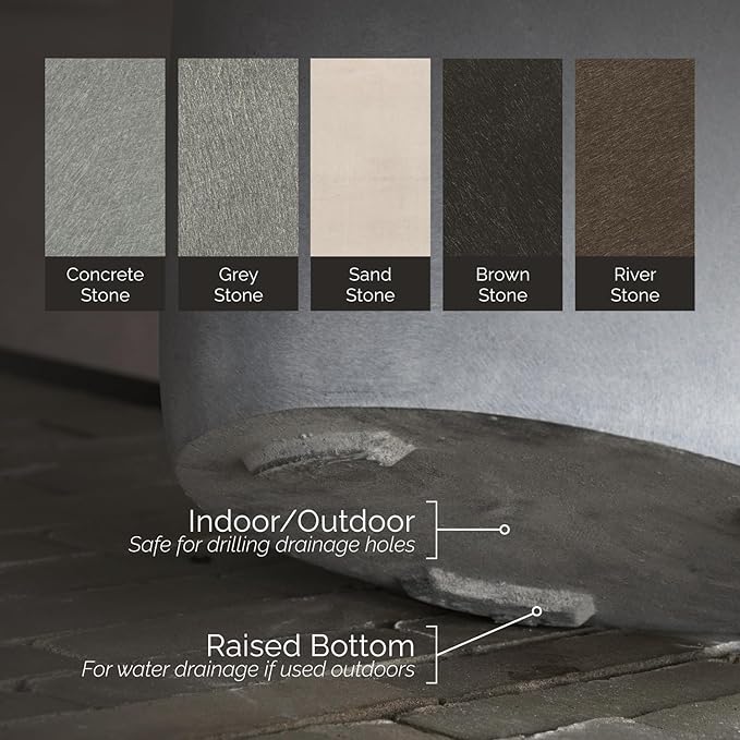 Mondo Large Planter – Sand Stone Finish – Fiberglass Indoor/Outdoor and Weather-Resistant Round Planter (26" D x 24" H Exterior, 24.6" D x 24" H Interior)