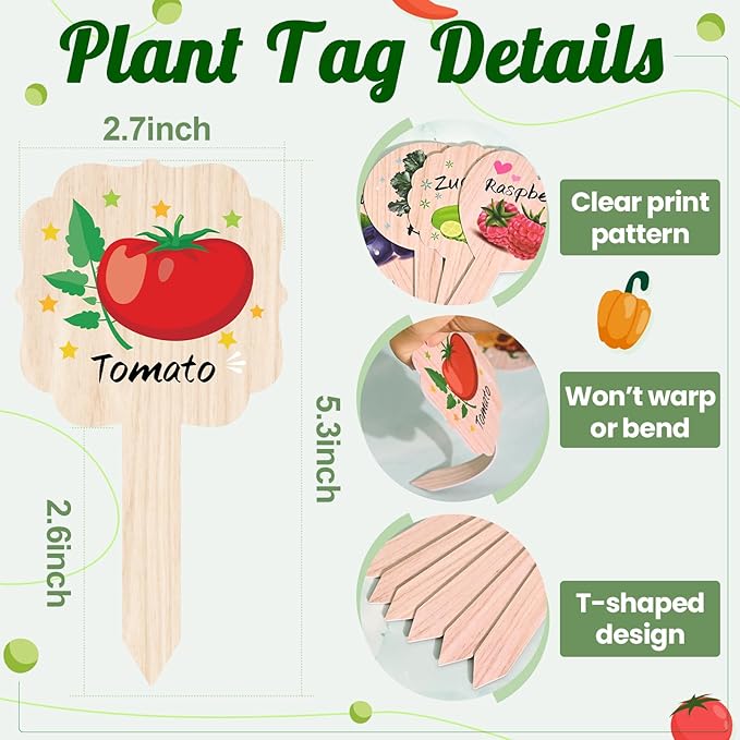Vegetable Plant Label - 15PACK Garden Markers, Fruit Plant Labels for Outdoor Garden Waterproof, Plant Tags with Names, Indoor Patio Tags for Succulent Flowers Greenery Seedling