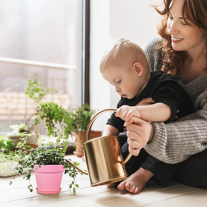 6 inch Plastic Nursery Pots, 16 Pack Plant Pots for Indoor Outdoor Plants, Flower Pots with Drainage Holes and Saucers, Decorative Seedling Starter Planters for House Plants, Colorful