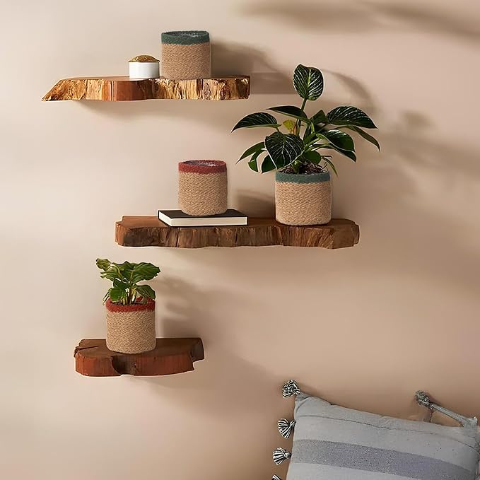 Jute Planter Basket-Woven Jute Rope Covers for Decorating Indoor/Outdoor Succulents, Small Plant Pots-Set of 4-Multi-Purpose Storage Bins 4.5 in - Modern Style Décor - Red, Green & Natural