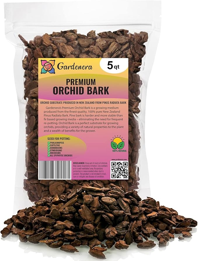 New Zealand Pinus Radiata Bark - Organic Hand Mixed New Zealand Orchiata Pine Bark for Orchids - Medium Chips 9-12mm - 5 Quart Bag