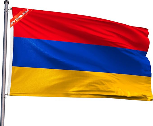 Double Sided Armenia Flag 2x3FT Armenian National Polyester Flag With 2 Grommets For Patriotic Armenian Themed Festival Events Party Decoration (Armenia, 2x3FT-3ply)