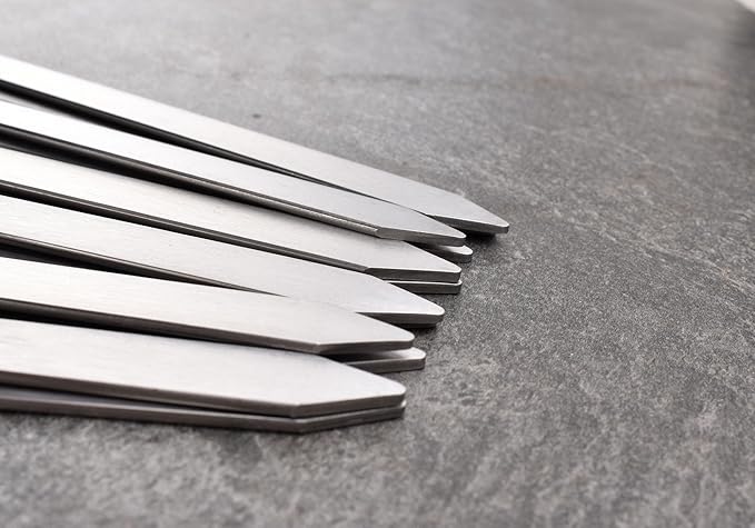 17-Inch Long Flat BBQ Skewers, HONSHEN Brazilian-style Stainless Steel 3/8 Inch Wide Blade with hardwood Handle barbecue skewers for Grilling Meat,Chicken,Shrimp,Vegetables-Set of 12