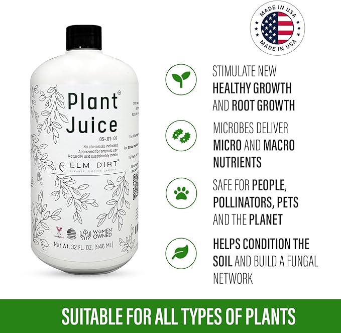 Elm Dirt Plant Juice Organic Fertilizer for All Purpose Plants - Plant Food Indoor House Plants | Liquid Plant Food Outdoor & Indoor Plant Fertilizer for Vegetables, Succulents & Hydroponics, 3Bottle