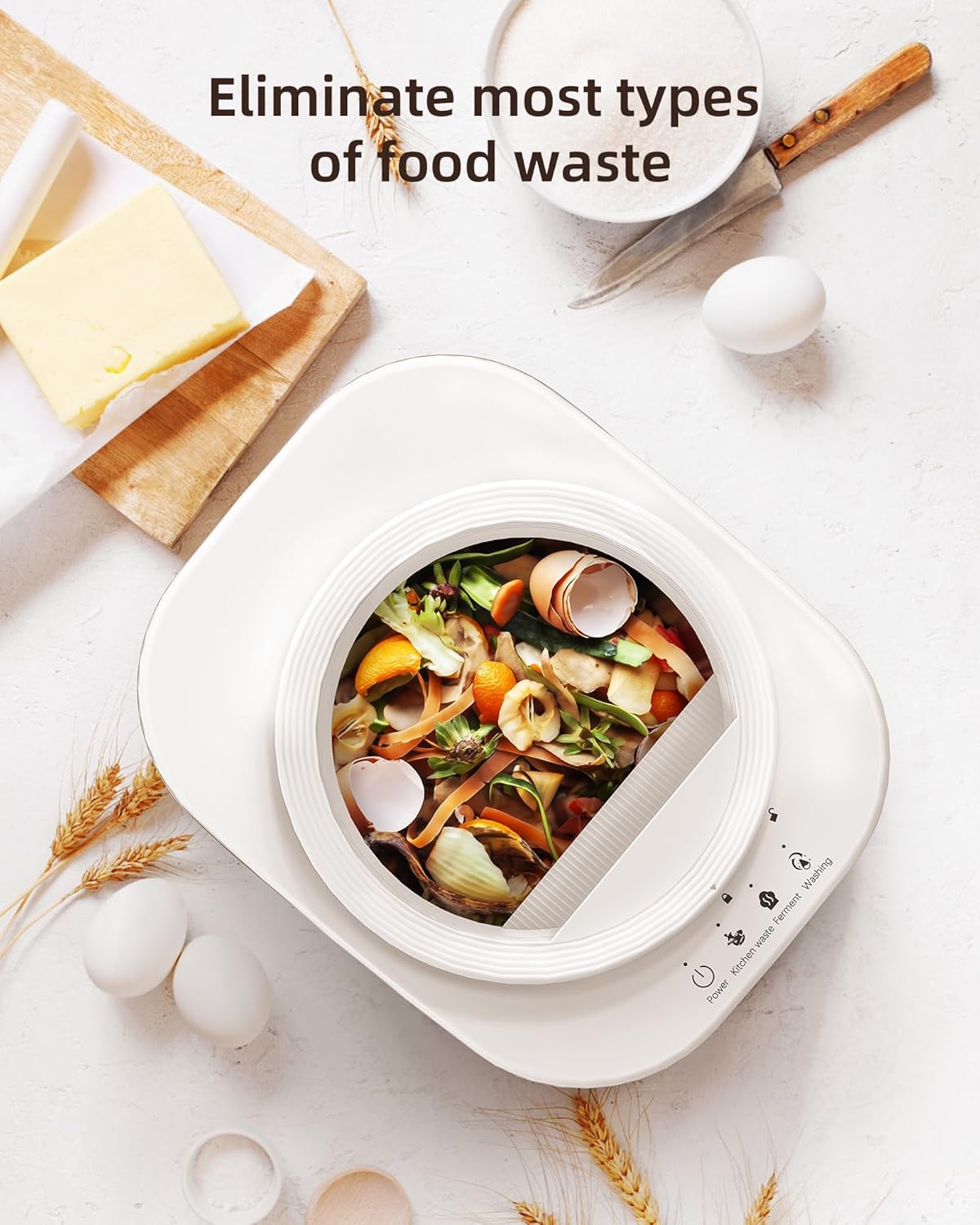 Electric Composter for Kitchen, 4L Countertop Compost Bin, Smart Composter Home Indoor Fertilizer Machine Odorless, Turn Waste to Pre-Compost for Plants