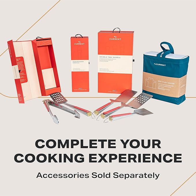 Current® Model G Griddle, Smart Electric Outdoor Flat Top BBQ Grill with 200°F to 600°F Range for Searing & Roasting, Digital Precision, Apartment-Friendly & Weather-Resistant