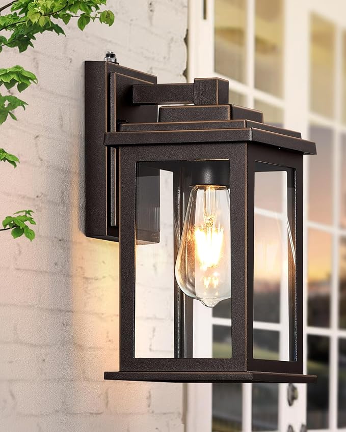 VIANIS Oil Rubbed Bronze Dusk to Dawn Outdoor Lights, Anti-Rust Aluminum Outside Lights for House, Modern Waterproof Hardwired Outdoor Wall Sconce for Porch, Garage, Front Door, Easy-to-Install