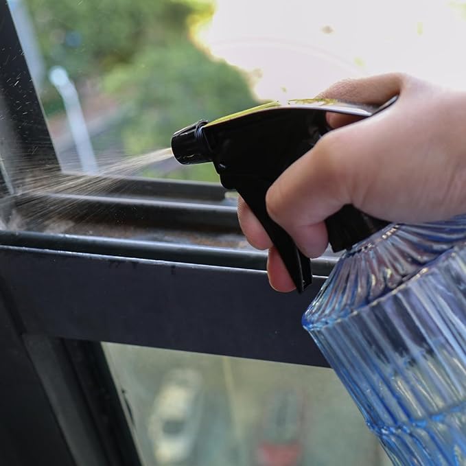 OFFIDIX Glass Spray Bottle,Plant Mister Indoor Watering Can,Adjustable Nozzle Watering Glass 0.45L/15.22oz Spray Bottle for Cleaning Solutions (Light Blue)