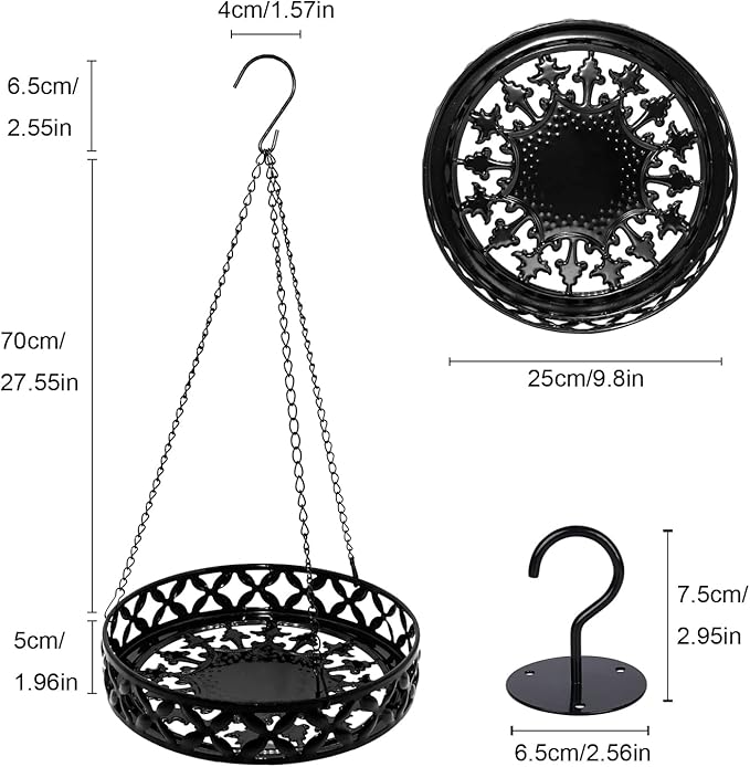 ARTORA Metal Plant Hanger, Modern Plant Hanging Basket Decorative Black Plant Pot Holder Flower Planter Hanging Chain with Ceiling Hook for Balcony Porch Indoor or Outdoor Home Decor (Black)