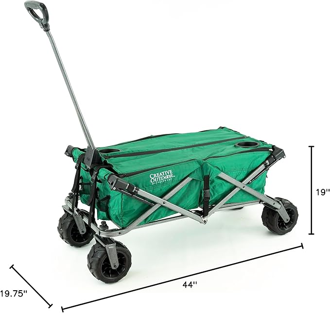 Creative Outdoor All-Terrain Deluxe Wagon | 360 Swivel All Terrain Wheels | Great for Beach, Park, Garden & Tailgate | Multiple Color Options