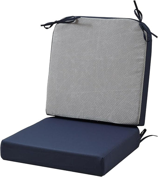 19 x 19 Inch Outdoor Seat Cushions for Patio Furniture with Non Slip and Ties Waterproof & UV Resistant Round Corner Outdoor Chair Cushions Replacement Set of 2, Navy Blue