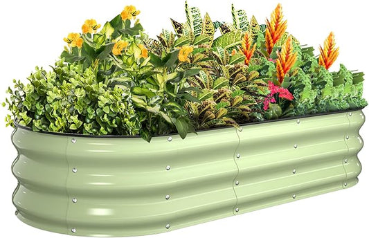 Kesfitt Raised Garden Bed Kit,Outdoor Galvanized Planter Large Metal Raised Boxes with Safety Edging and Gloves for Gardening Vegetables,Fruits,Flower(5x2x1FT)