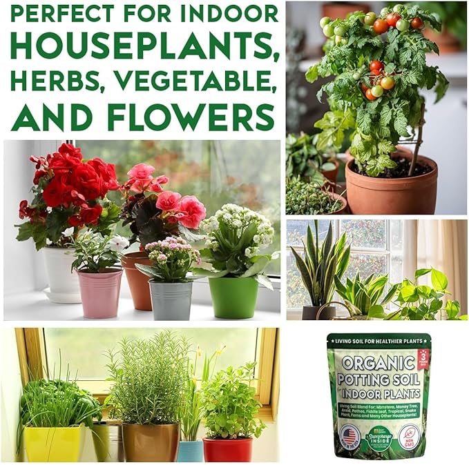 Organic Potting Soil for Indoor Plants. Boost House Plant Growth for Monstera, Fiddle Leaf, Money Tree, Pothos, Snake Plant, Aroid, Flowers, Herbs, Veggies, & More, Smart Grower 3 LB Ready to Plant