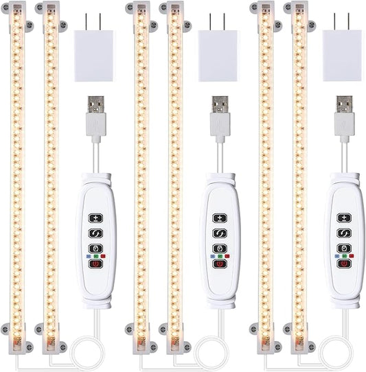 LED Grow Light Strips, Full Spectrum Plant Growing Lights for Indoor Plants 3000K, 144 LEDs Plant Lamp with 3/9/12H Timer, 10 Dimmable Levels, 3 Head 13 Inches (2 Strip 3 Pack 3000K)