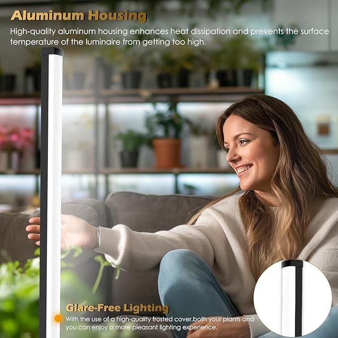 GLOWRIUM Standing Grow Light with Auto-Timer, 20W Vertical Grow Lights for Indoor Plants,3 Light Modes,134 LEDs,Full Spectrum Plant Lights for Wide Area Coverage in Indoor Plants (30 in)