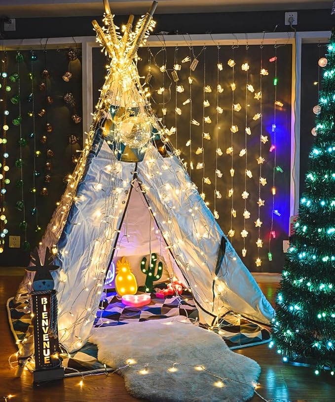 Christmas Lights Outdoor, 800LED 330FT Warm White String Lights, 8 Mode Plug in Waterproof Decor Twinkle Lights for Bedroom Xmas Thanksgiving Wedding Party Garden Yard Tree Decoration