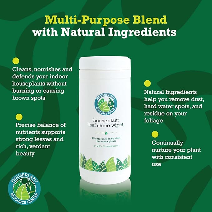 Leaf Cleaner Wipes for House Plants - Sparkling Leaf Shine for Indoor Plants - Houseplant Resource Center Plant Cleaning Wipes for Leaves - Root and Plant Duster Wipes (30 Count)